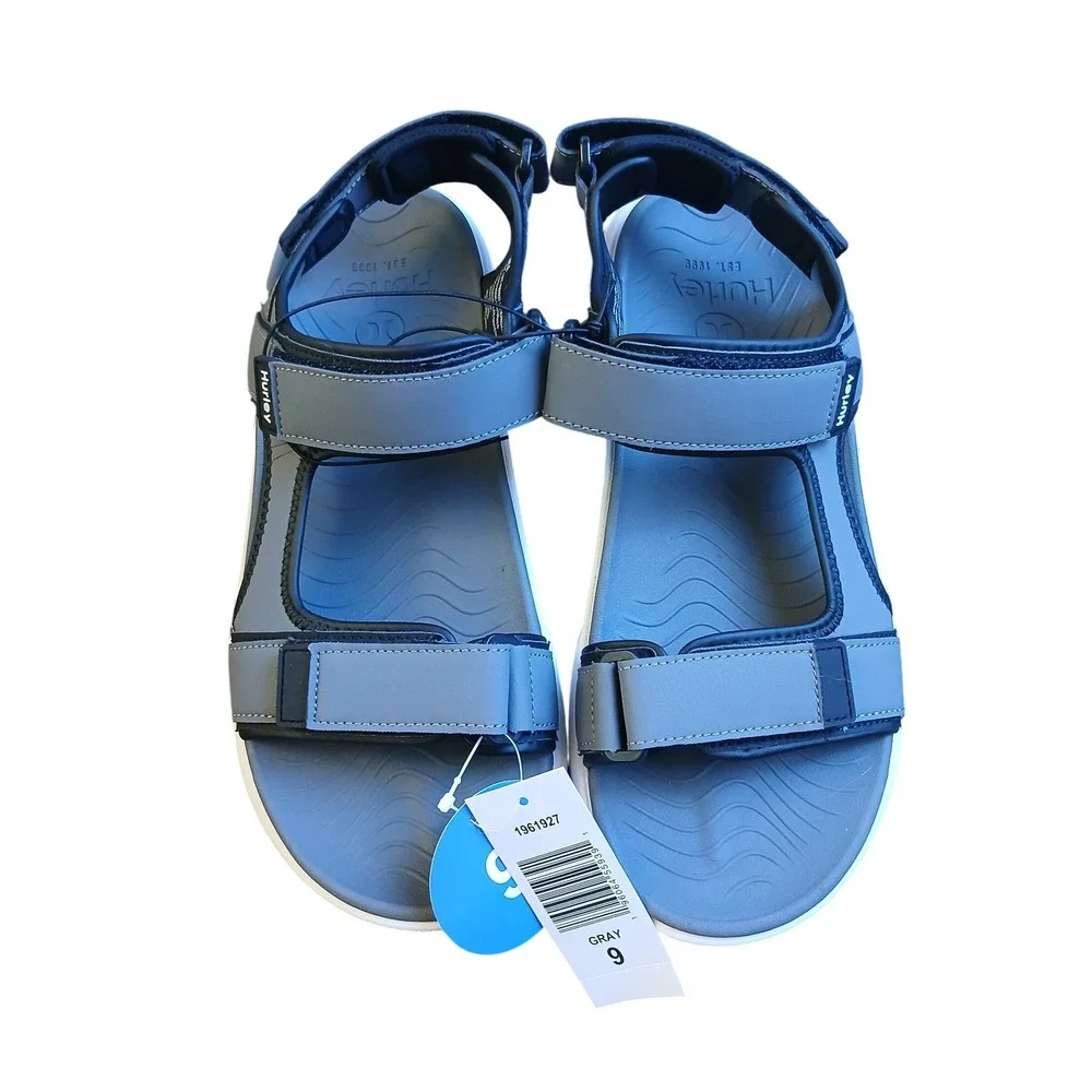 Hurley Mens Oceanside Sport Sandals Gray White Strappy Hook Loop Size 9 1961927